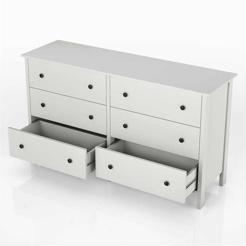 Furniture of America Reyes Rustic Wood 6-Drawer Dresser in White