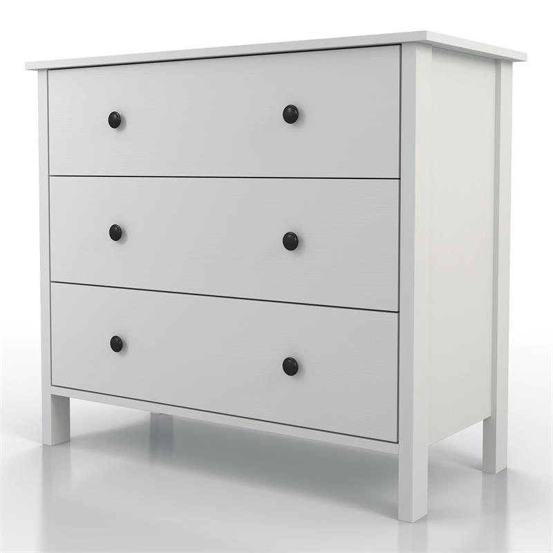 Furniture of America Reyes Rustic Wood 3-Drawer Chest in White