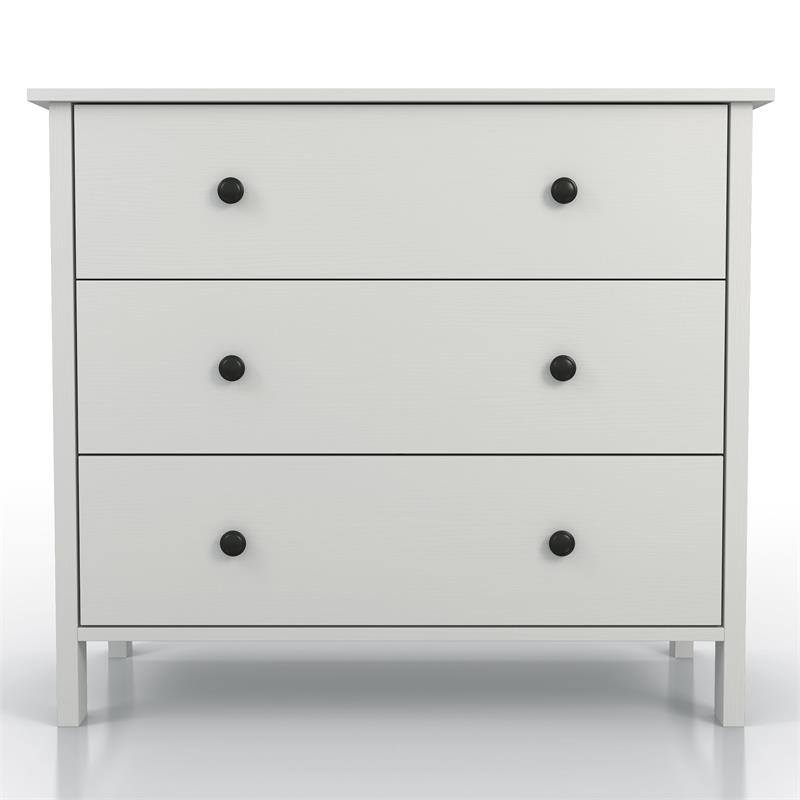 Furniture of America Reyes Rustic Wood 3-Drawer Chest in White