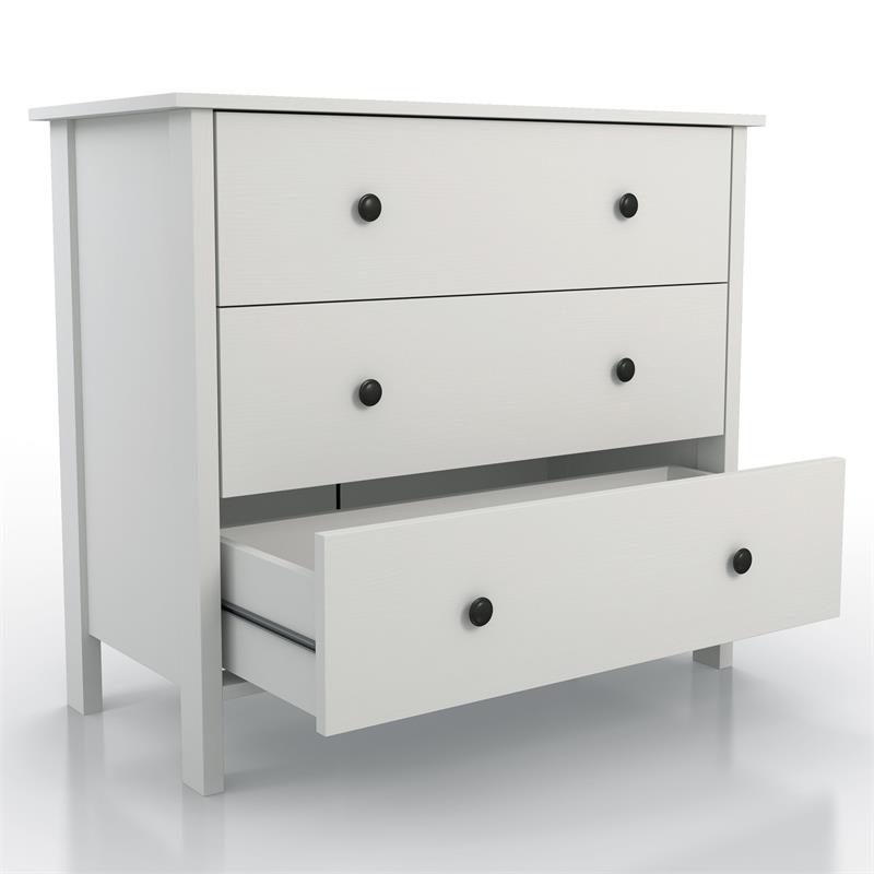 Furniture of America Reyes Rustic Wood 3-Drawer Chest in White
