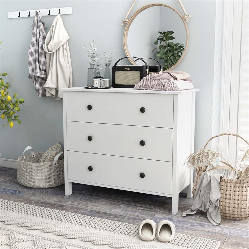 Furniture of America Reyes Rustic Wood 3-Drawer Chest in White