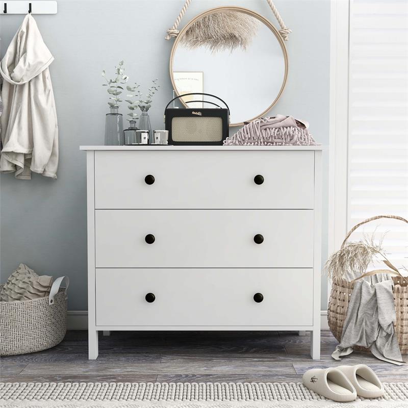 Furniture of America Reyes Rustic Wood 3-Drawer Chest in White