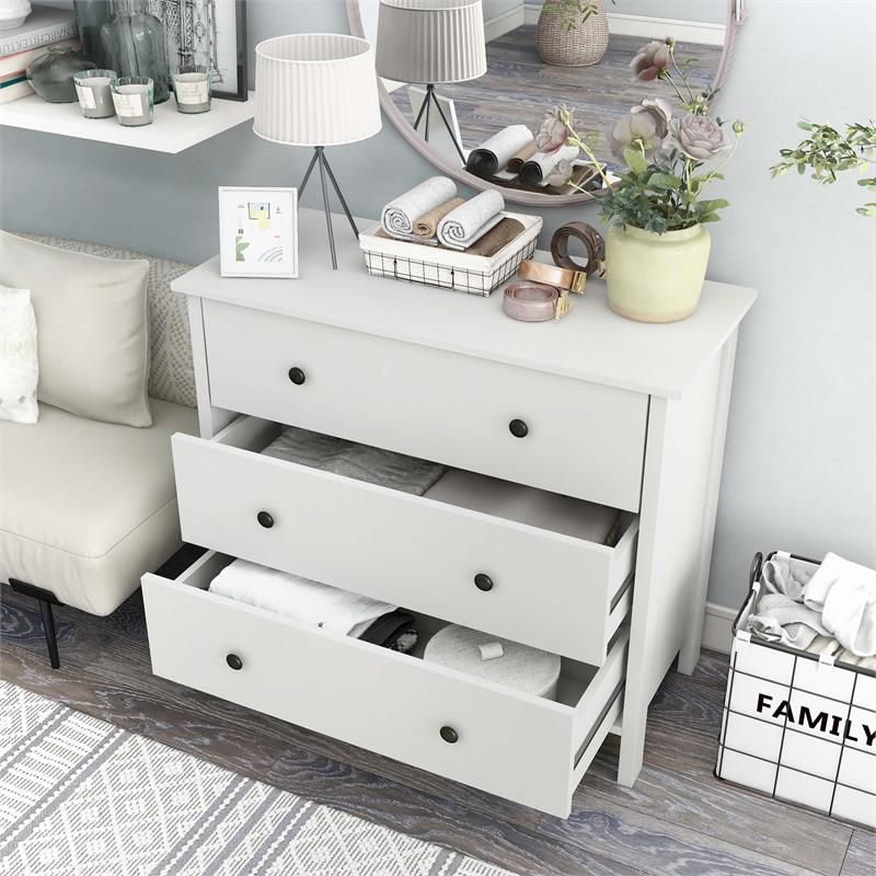 Furniture of America Reyes Rustic Wood 3-Drawer Chest in White