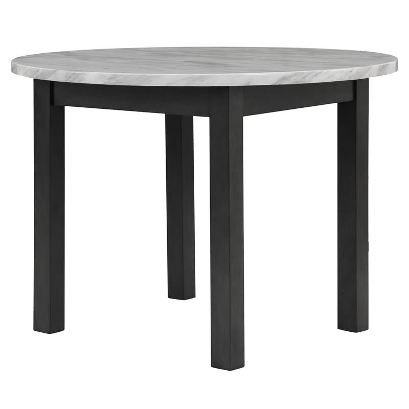 Furniture of America Vacti Wood and Fabric 5-Piece Round Dining Set in Gray