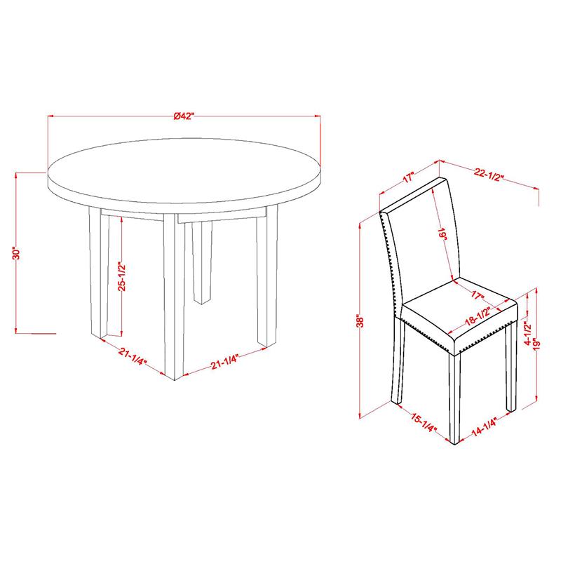 Furniture of America Vacti Wood and Fabric 5-Piece Round Dining Set in Gray