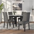 Furniture of America Vacti Wood and Fabric 5-Piece Round Dining Set in Gray