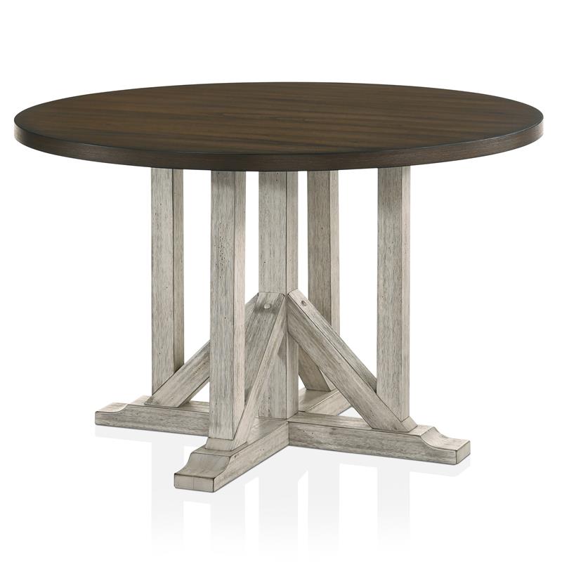 Furniture of America Kadda Wood 5-Piece Round Dining Set in Antique White
