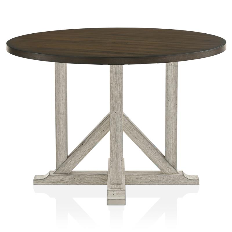Furniture of America Kadda Wood 5-Piece Round Dining Set in Antique White