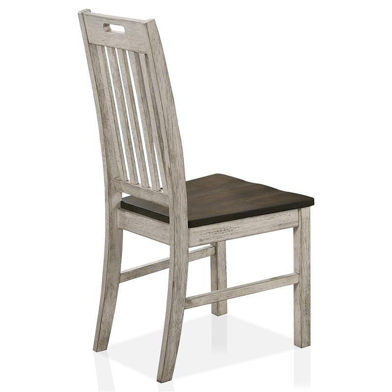 Furniture of America Kadda Wood 5-Piece Round Dining Set in Antique White