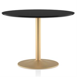 Furniture of America Holidaze Glam Metal Round Dining Table in Black and Gold