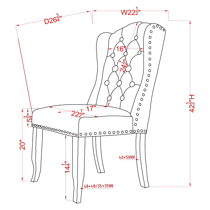 Furniture of America Liston Fabric Tufted Wing Back Chair in Ivory (Set of 2)