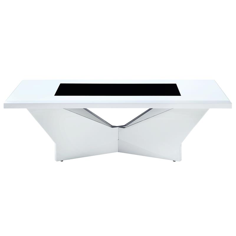 Furniture of America Avens Contemporary Wood Geometric Coffee Table in White