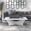 Furniture of America Avens Contemporary Wood Geometric Coffee Table in White
