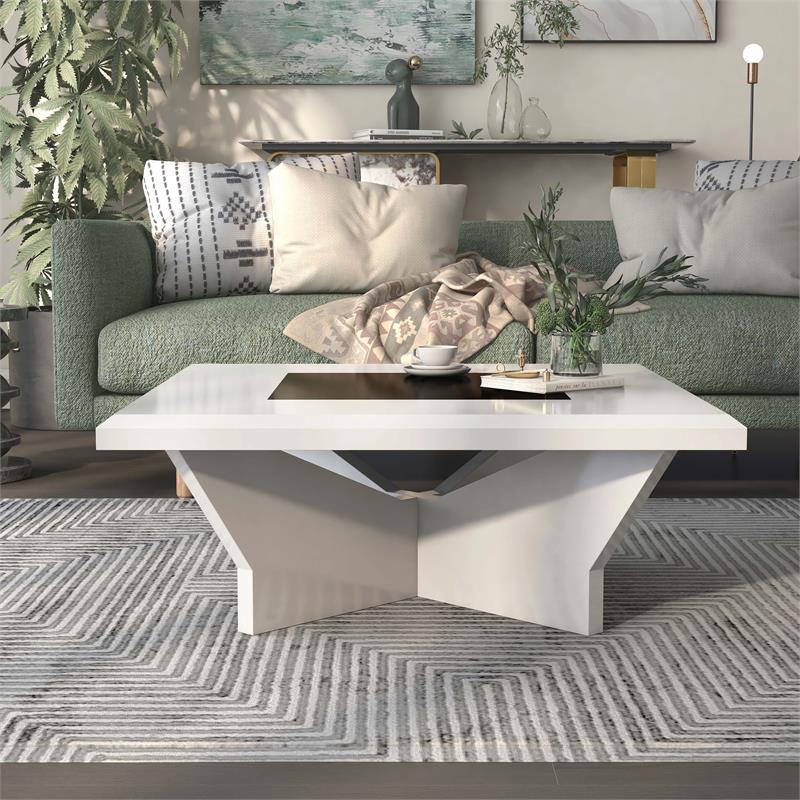 Furniture of America Avens Contemporary Wood Square Coffee Table in White