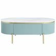 Furniture of America Timi Glam Wood 2-Piece Coffee Table Set in Light Teal Green