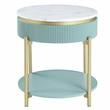 Furniture of America Timi Glam Wood 2-Piece Coffee Table Set in Light Teal Green