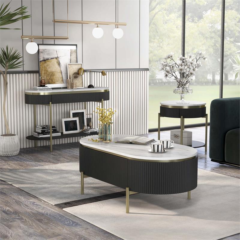 Furniture of America Timi Glam Wood 3-Piece Coffee Table Set in Dark Walnut