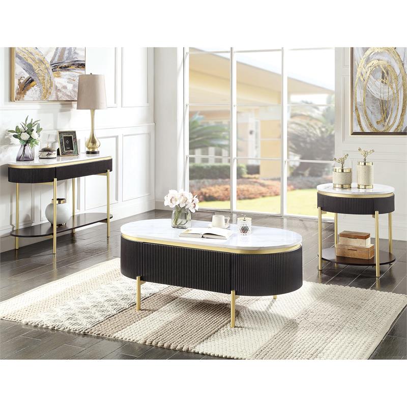 Furniture of America Timi Glam Wood 3-Piece Coffee Table Set in Dark Walnut