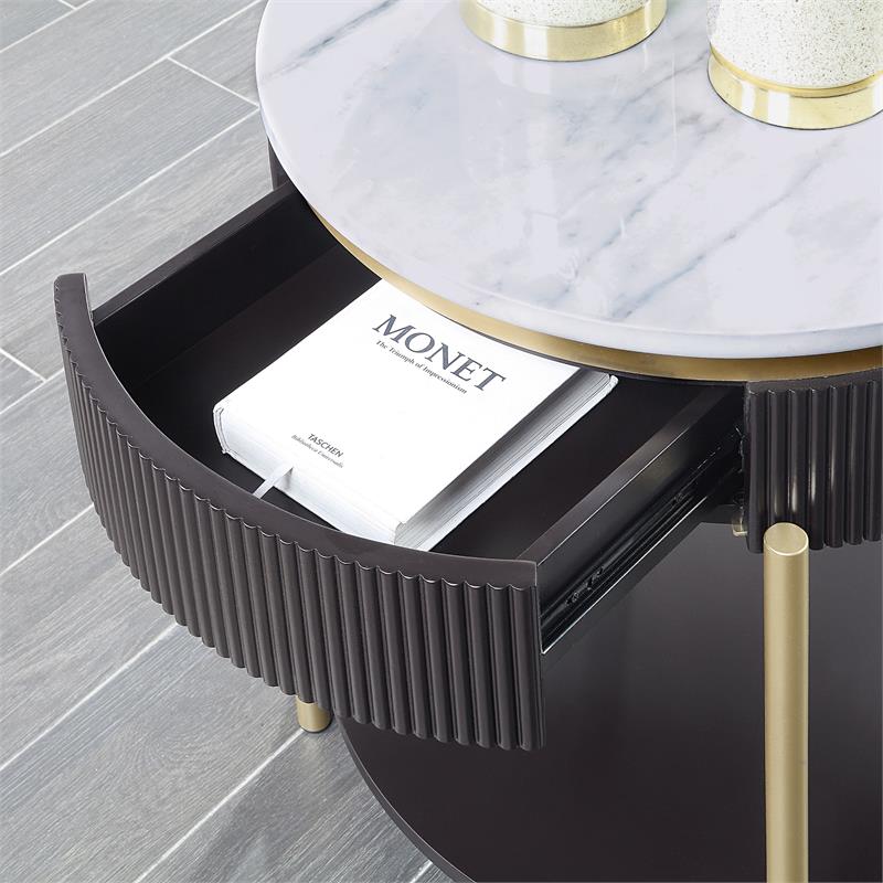 Furniture of America Timi Glam Wood 3-Piece Coffee Table Set in Dark Walnut