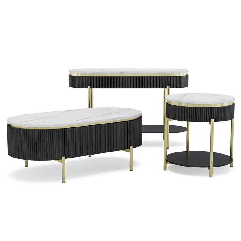 Furniture of America Timi Glam Wood 3-Piece Coffee Table Set in Dark Walnut