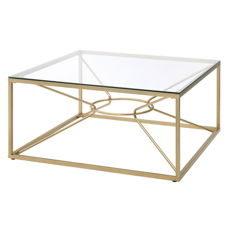 Furniture of America Cevelle Contemporary Metal 2-Piece Coffee Table Set in Gold