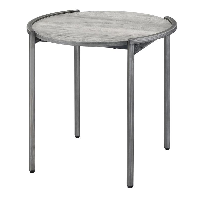 Furniture of America Mordicai Metal 2-Piece Coffee Table Set in Light Gray