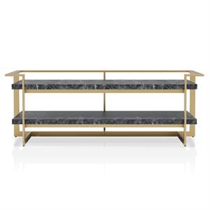 Furniture of America Meliman Metal 1-Shelf Coffee Table in Gold and Black