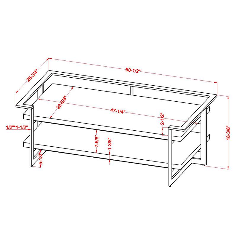 Furniture of America Meliman Metal 1-Shelf Coffee Table in Gold and Black