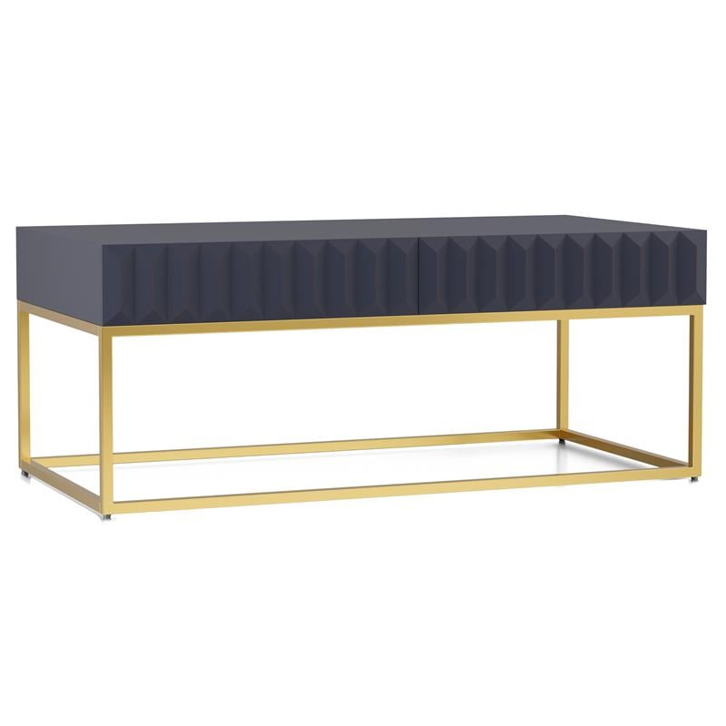 Furniture of America Giffore Metal 2-Piece Coffee Table Set in Antique Blue