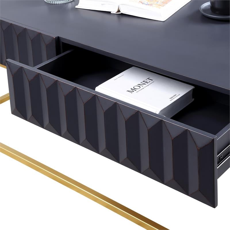 Furniture of America Giffore Metal 2-Piece Coffee Table Set in Antique Blue