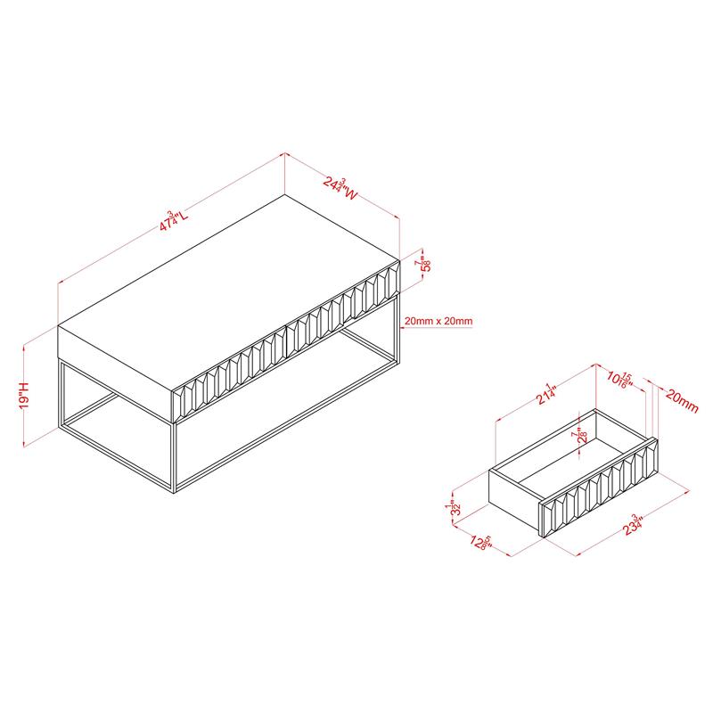 Furniture of America Giffore Metal 2-Piece Coffee Table Set in Antique Blue