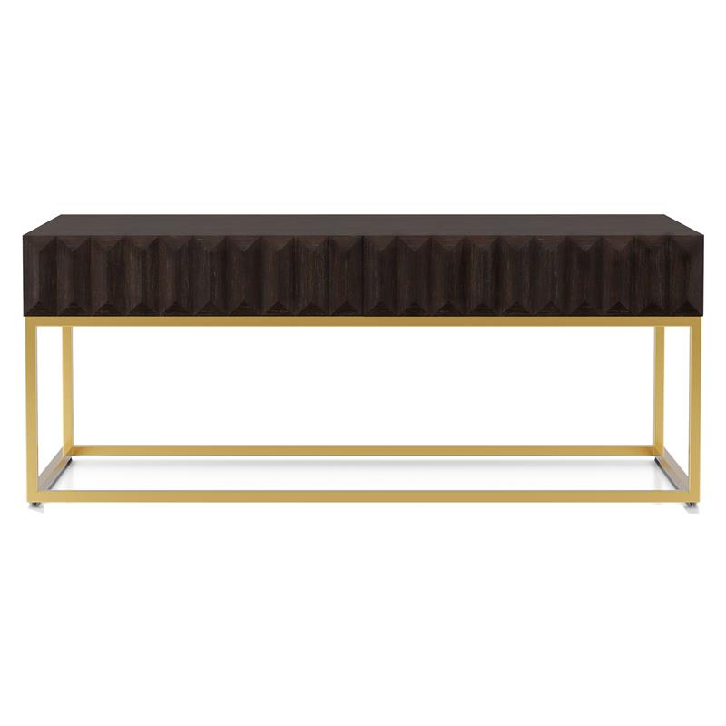 Furniture of America Giffore Metal 2-Piece Coffee Table Set in Walnut