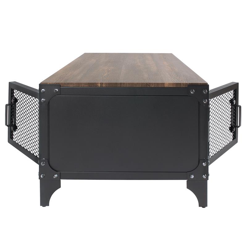 Furniture of America Edam Industrial Metal Storage Coffee Table in Sand Black