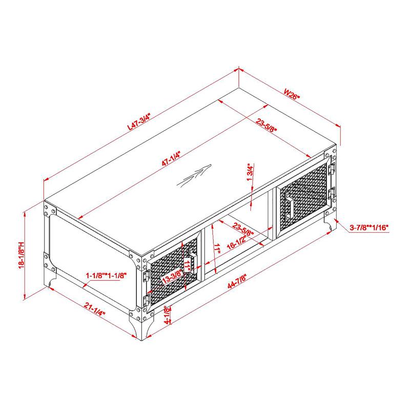 Furniture of America Edam Industrial Metal Storage Coffee Table in Sand Black