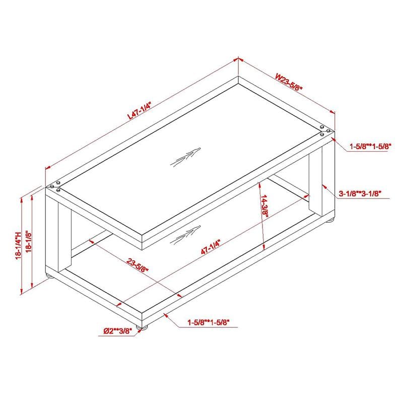 Furniture of America Carmina Metal 2-Piece Coffee Table Set in Sand Black