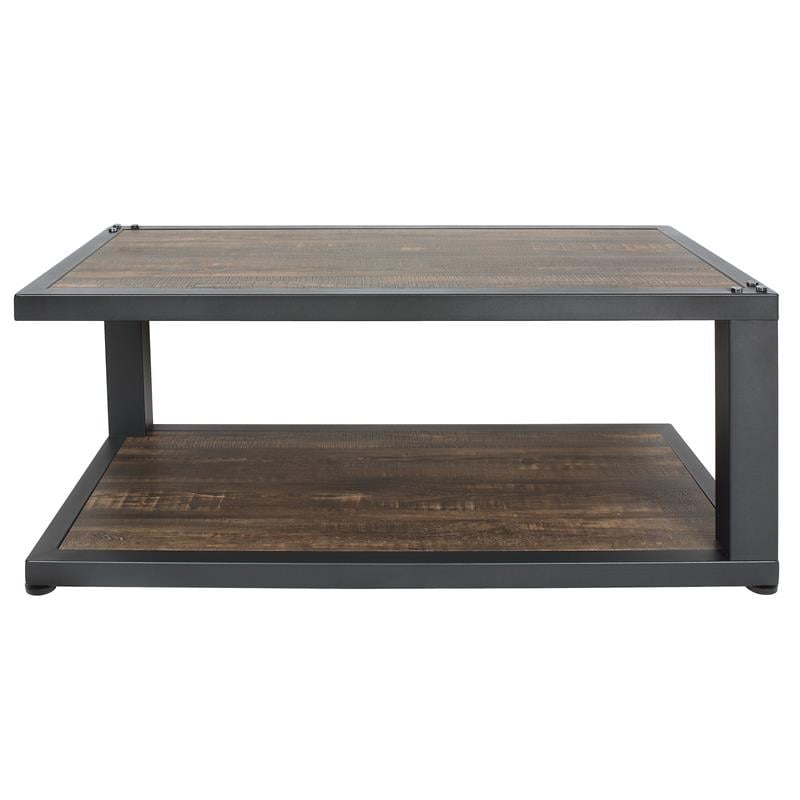 Furniture of America Carmina Industrial Metal 1-Shelf Coffee Table in Sand Black