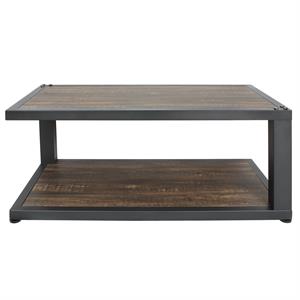 Furniture of America Carmina Industrial Metal 1-Shelf Coffee Table in Sand Black