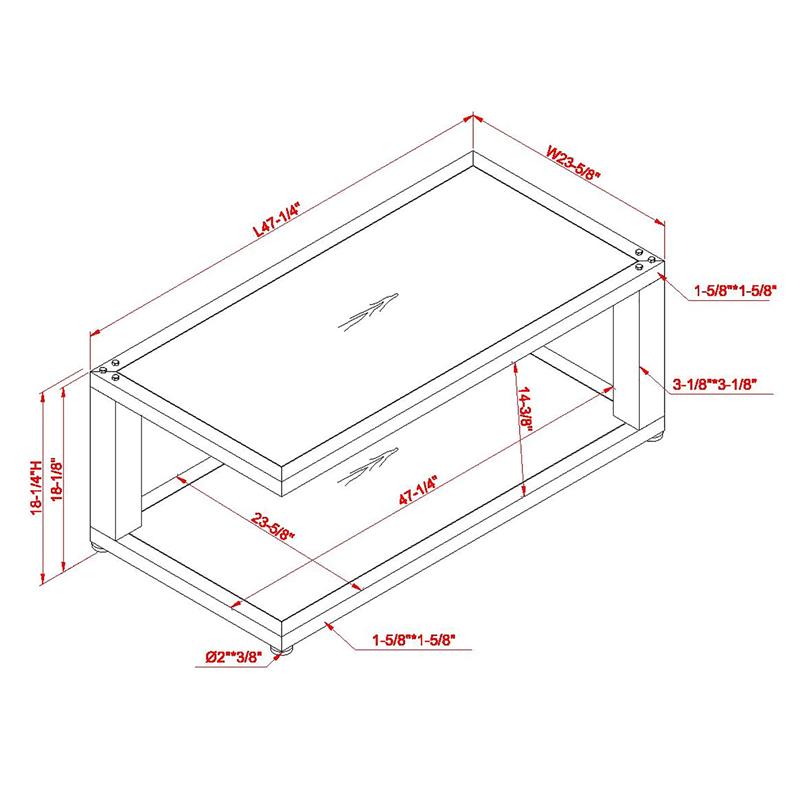 Furniture of America Carmina Industrial Metal 1-Shelf Coffee Table in Sand Black