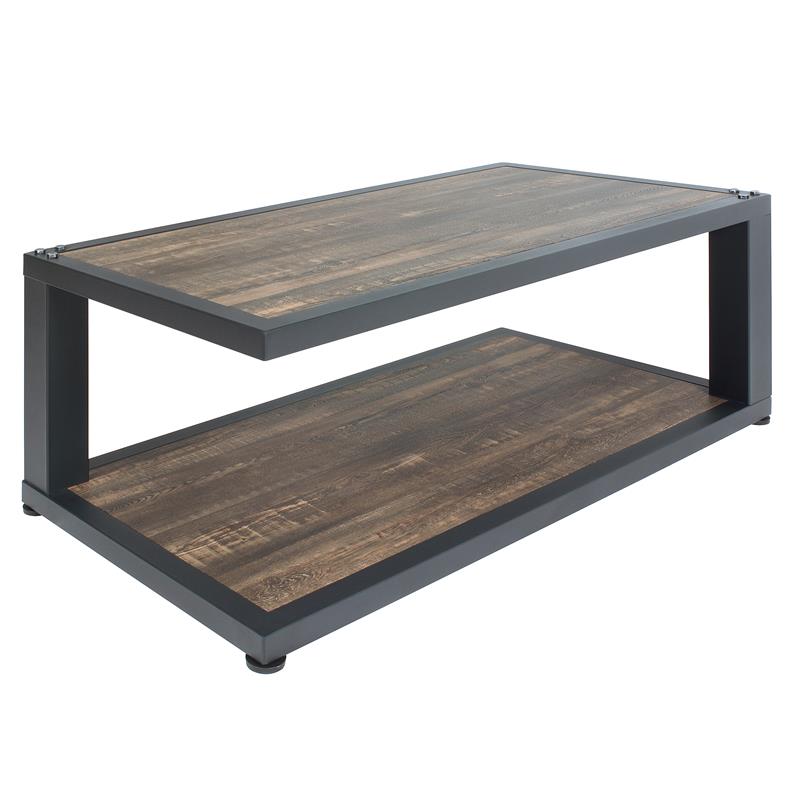 Furniture of America Carmina Industrial Metal 1-Shelf Coffee Table in Sand Black
