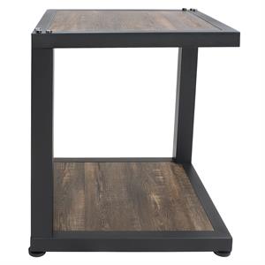 Furniture of America Carmina Industrial Metal 1-Shelf End Table in Sand Black