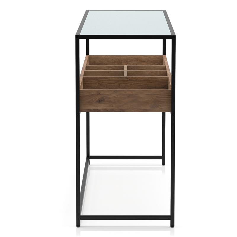 Furniture of America Jeska Rustic Metal Sofa Table with Storage in Matte Black