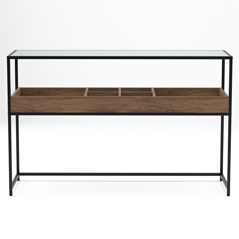 Furniture of America Jeska Rustic Metal Sofa Table with Storage in Matte Black