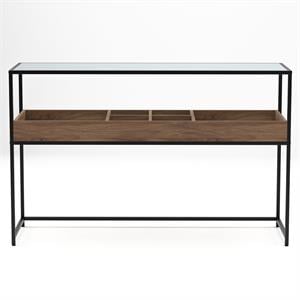 Furniture of America Jeska Rustic Metal Sofa Table with Storage in Matte Black