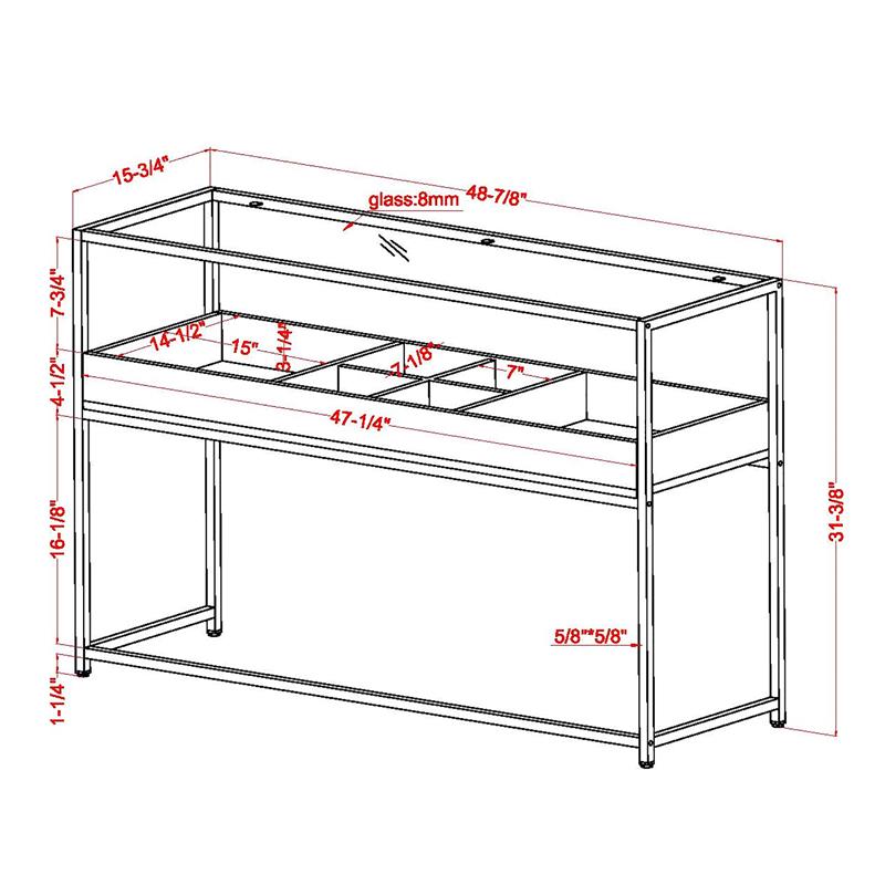 Furniture of America Jeska Rustic Metal Sofa Table with Storage in Matte Black