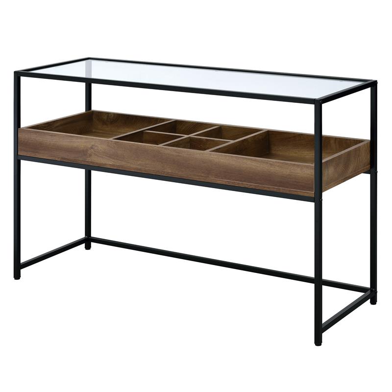 Furniture of America Jeska Rustic Metal Sofa Table with Storage in Matte Black