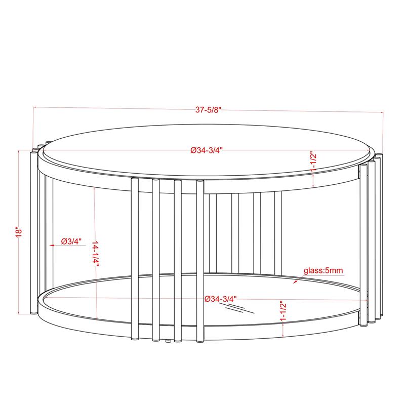 Furniture of America Kual Contemporary Metal 2-Piece Coffee Table Set in Brass