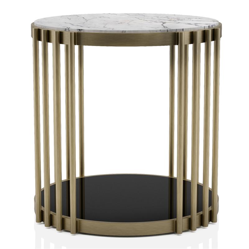 Furniture of America Kual Contemporary Metal 2-Piece Coffee Table Set in Brass