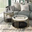 Furniture of America Kual Contemporary Metal 2-Piece Coffee Table Set in Brass
