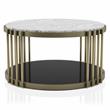 Furniture of America Kual Contemporary Metal 3-Piece Coffee Table Set in Brass