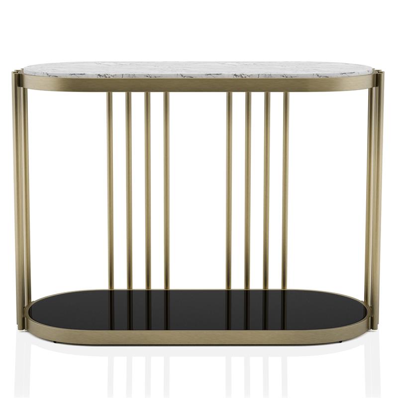 Furniture of America Kual Contemporary Metal 3-Piece Coffee Table Set in Brass